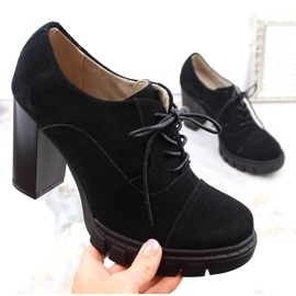 Crne antilop ženske cipele na visoku petu i platformu, Filippo DP4918 crno 1