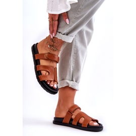 Joia Kožne klasične ženske japanke s čičkom, smeđe smeđa 4