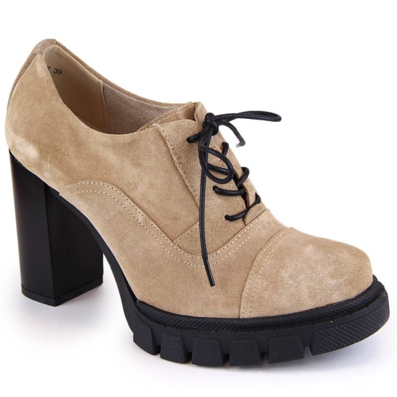 Filippo W PAW473B bež kožne cipele s visokom petom i platformom 1