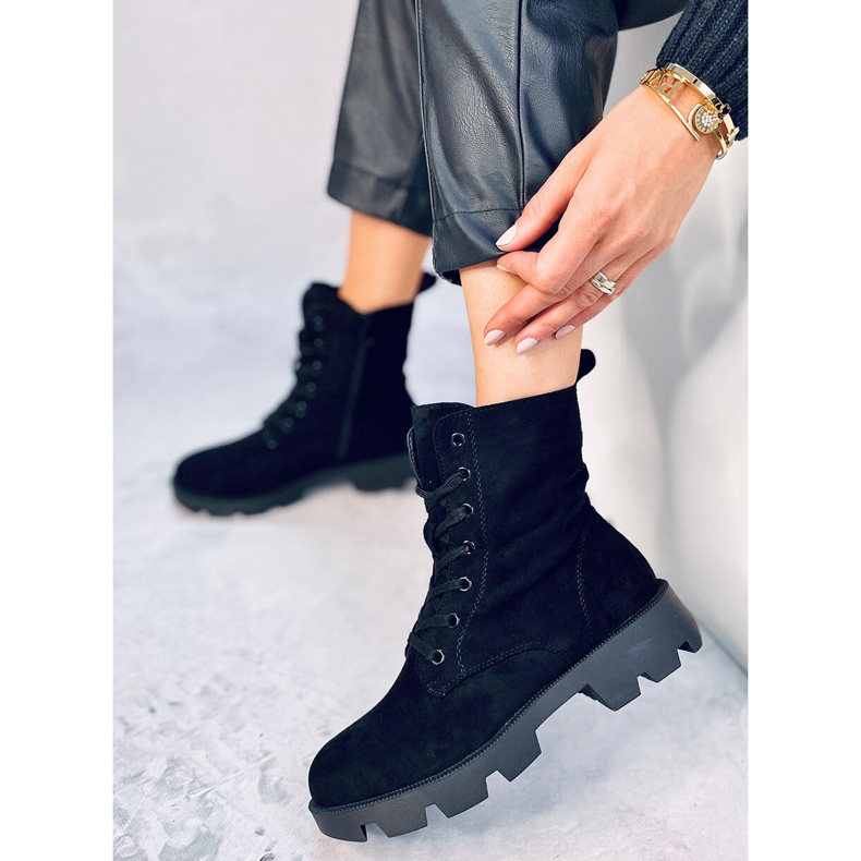 Radničke čizme od brušene kože Pansy Black crno 2