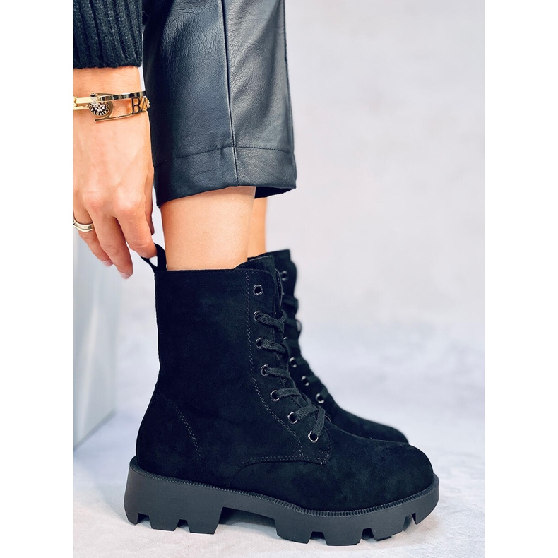 Radničke čizme od brušene kože Pansy Black crno 1