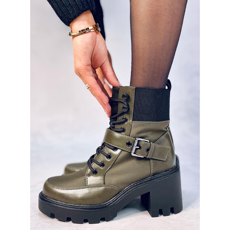 Čizme na vezanje na visoku petu Brooks DK.GREEN zelena 2