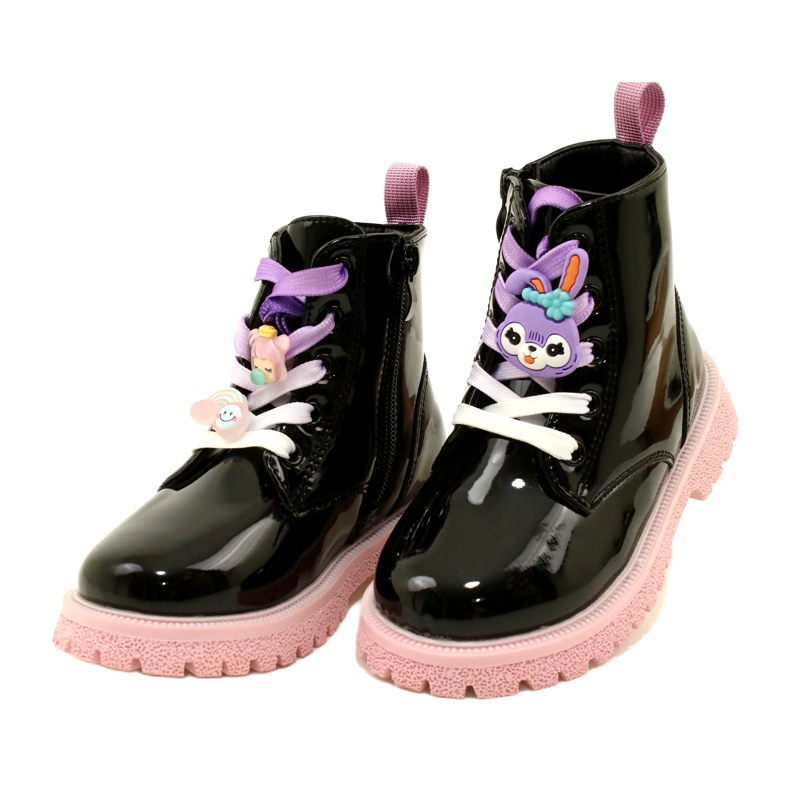 Lakirane čizme s ukrasnim kopčama Miss 23DZ23-6582 crne crno 1