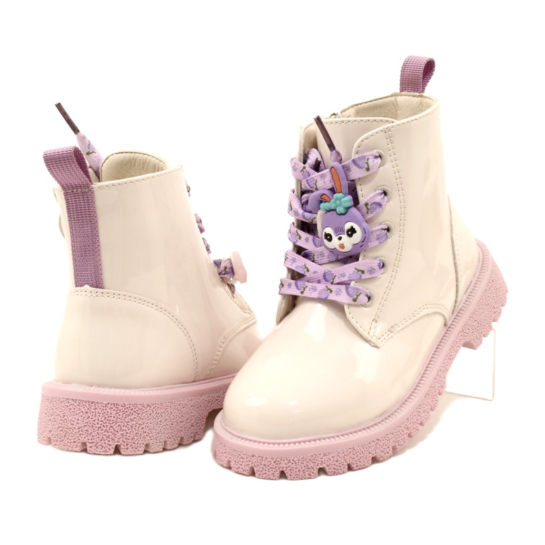 Lakirane čizme s ukrasnim manžetama Miss 23DZ23-6582 bež 3