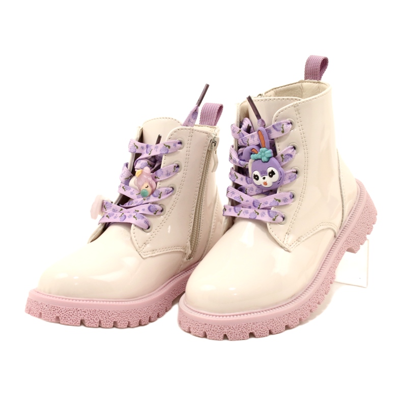 Lakirane čizme s ukrasnim manžetama Miss 23DZ23-6582 bež 2