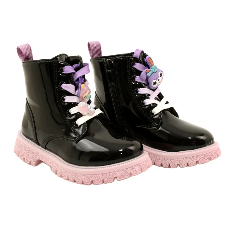 Lakirane čizme s ukrasnim kopčama Miss 23DZ23-6582 crne crna 4