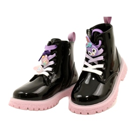 Lakirane čizme s ukrasnim kopčama Miss 23DZ23-6582 crne crno 3