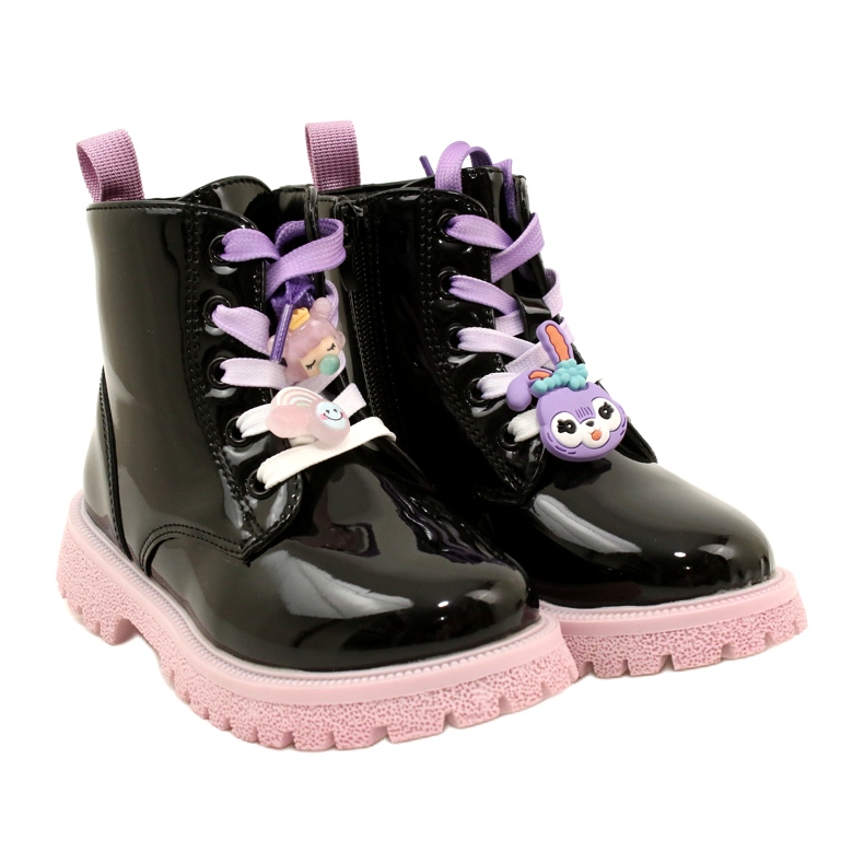 Lakirane čizme s ukrasnim kopčama Miss 23DZ23-6582 crne crno 6