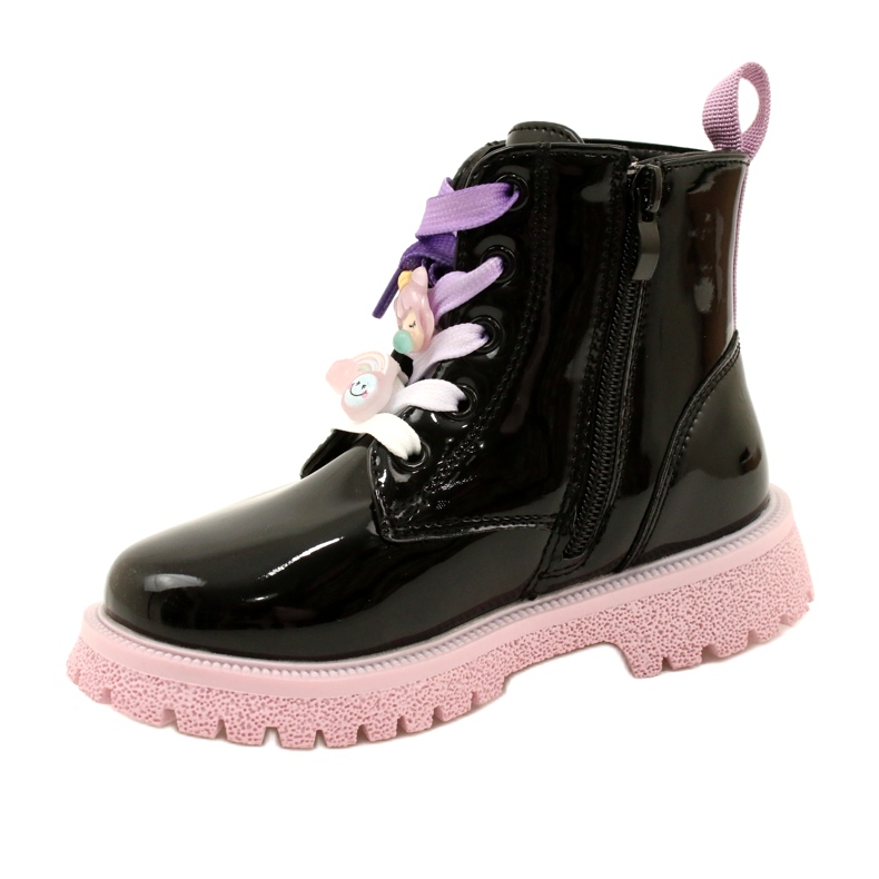 Lakirane čizme s ukrasnim kopčama Miss 23DZ23-6582 crne crno 2