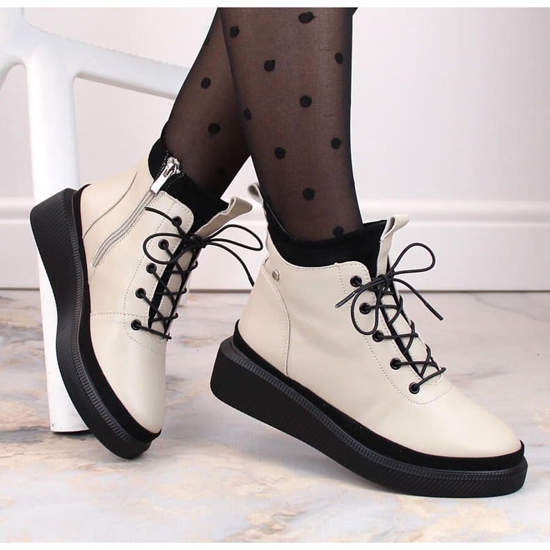 Bež kožne čizme na platformu Filippo DBT4799 1