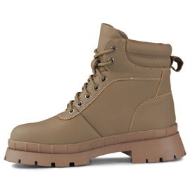 Smeđe ženske čizme na vezanje bež 2