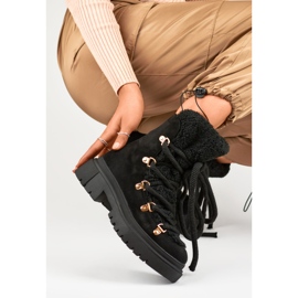 Ženske crne krznene čizme za snijeg crno 1