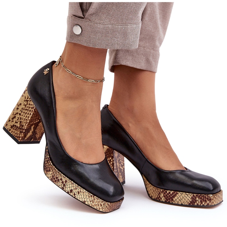 Ženske kožne pumpe Laura Messi 2599 crna crno 4