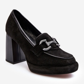 Kožne cipele na masivnu visoku petu Laura Messi 2706 crne crna 1