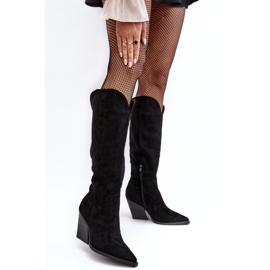 Moderne Delia crne kaubojske čizme od brušene kože crno 2