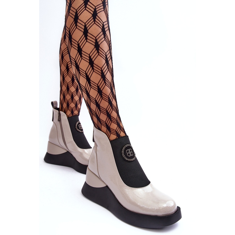 Kožne čizme na wedge S.Barski MR870-22 Svijetlo sive siva 2