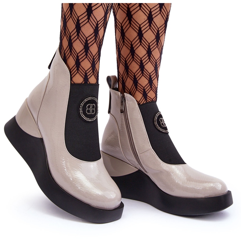 Kožne čizme na wedge S.Barski MR870-22 Svijetlo sive siva 4