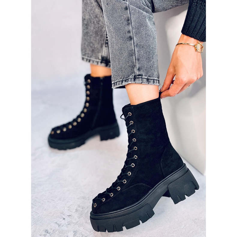 Wayne crne ženske čizme na vezanje crna 1