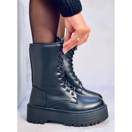 Čizme na vezanje na visokom potplatu Rage Black crno 2