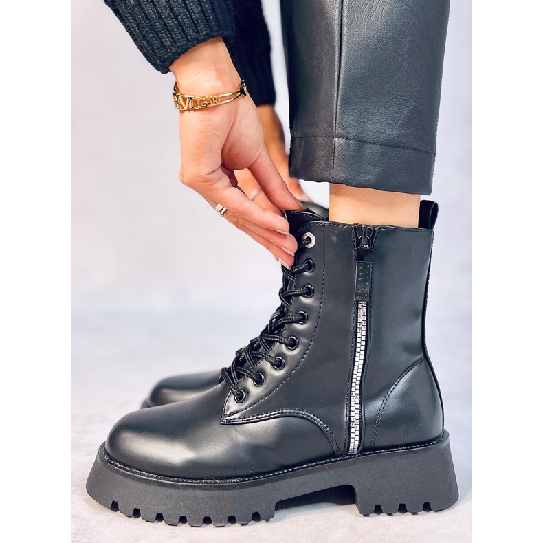 Čizme na vezanje Hargest Black crno 1