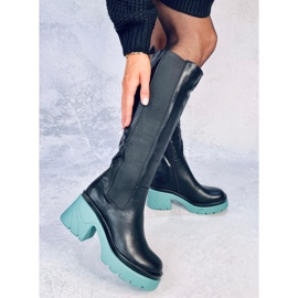 Čizme s potplatima u boji iz Woodsa BLACK/GREEN crna 1