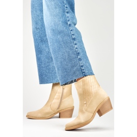 Ženske bež kaubojske čizme 2