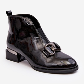 Vinceza Lakirane ženske čizme na nisku petu, izolirane, crne cipele crna 1