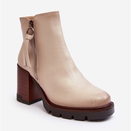 Vinceza Ženske kožne gležnjače Bež Brittney 1