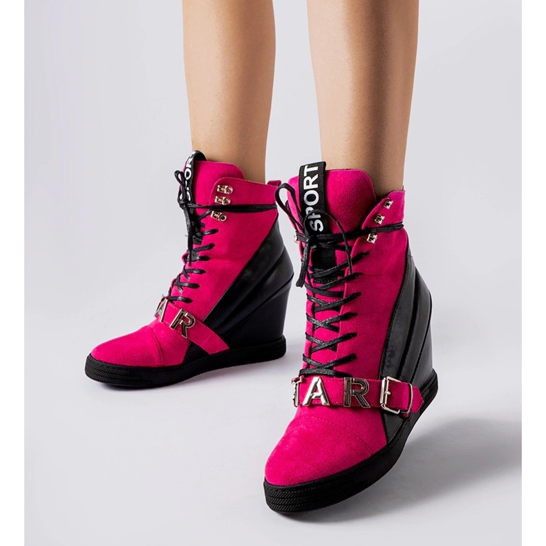 Pink i crne Pugliesi tenisice na wedges ružičasta 1