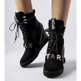 Pugliesi crne tenisice na visoku petu crna 1