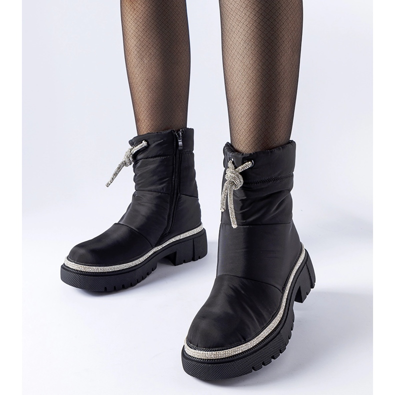 Crne čizme za snijeg ukrašene Giusti cirkonima crno 1