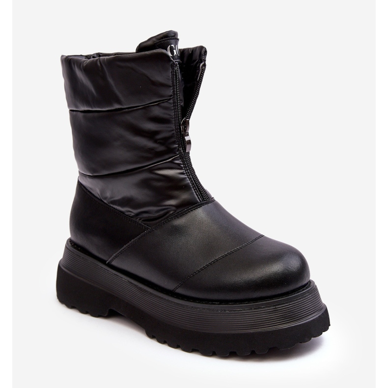 Ženske čizme za snijeg na debelom potplatu s patentnim zatvaračem GOE MM2N4078 crne crno 1