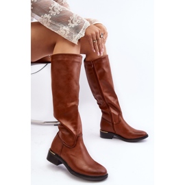 Ženske ravne čizme iznad koljena smeđe Aviare smeđa 2