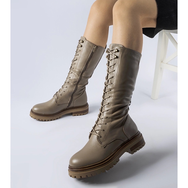 Smeđi visoki Montepiano radnici na vezanje smeđa 1