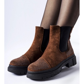 Smeđe čizme s kamenčićima od eko antilop kože iz Grinzanea smeđa 1