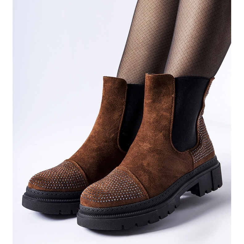 Smeđe čizme s kamenčićima od eko antilop kože iz Grinzanea smeđa 1