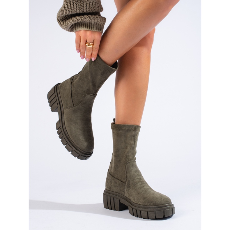 Shelovet ženske tamnozelene gležnjače od brušene kože zelena 1
