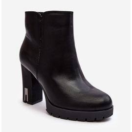 Ženske gležnjače na visoku petu s patentnim zatvaračem, crne rasode crna 1