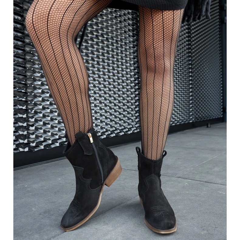 Karino crne kožne gležnjače na nisku petu crna 1