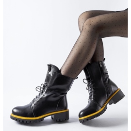 Crne radničke čizme sa žutim Elisabetta ukrasom crna 1