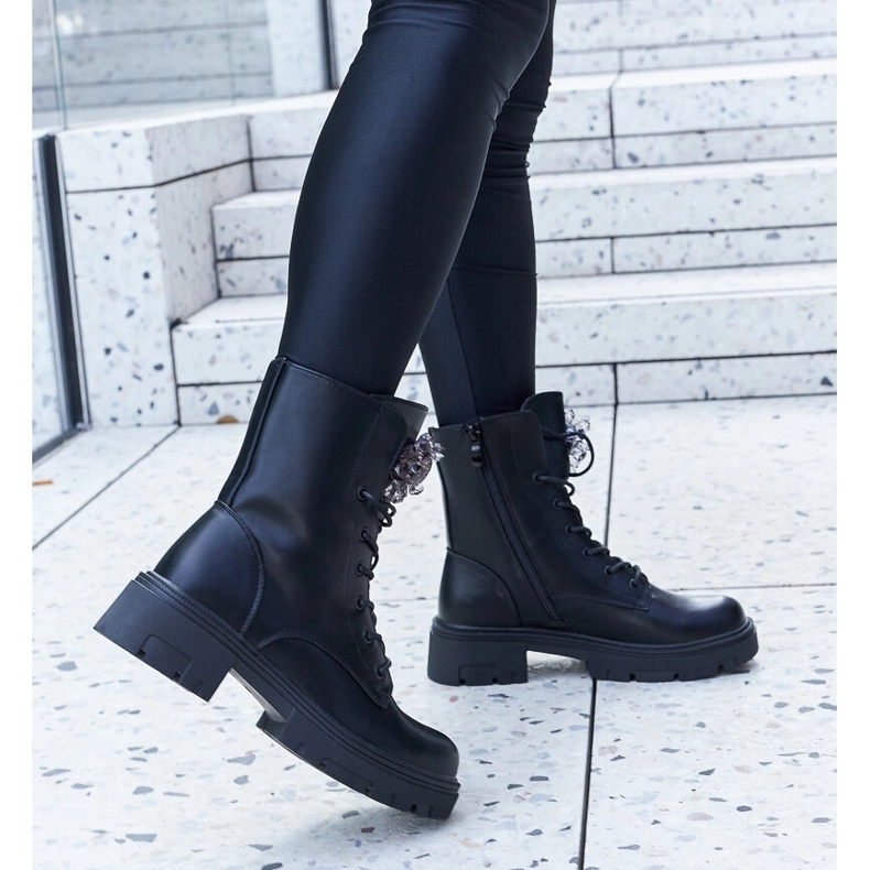 Accadia crne gležnjače s ukrasnim perlicama crna 1