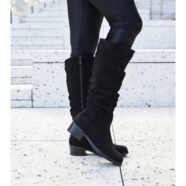 Crne zgužvane Angelico čizme od eko antilop kože crna 1