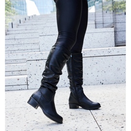 Crne izgužvane Angelico čizme crna 1