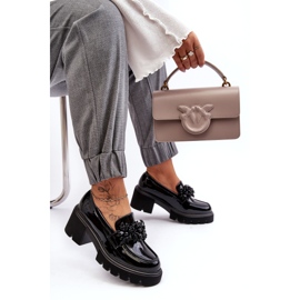 Ženske lakirane cipele s ukrasom, crne crna 2