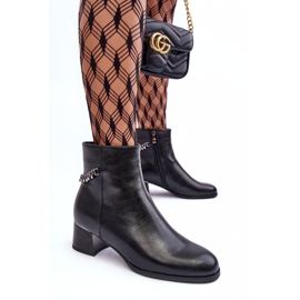 Seastar Ženske kožne čizme s crnim lancem crno 2