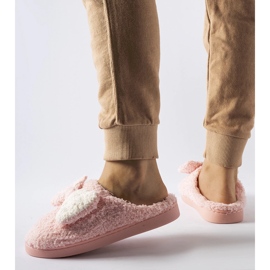 Roze tople papuče s mašnom ružičasta 2