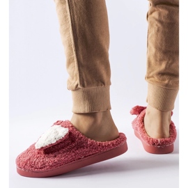 Tamno ružičaste tople papuče s Delfio mašnom ružičasta 1