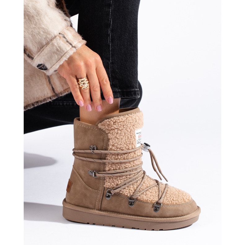 Tople bež shelovet ženske čizme za snijeg 1