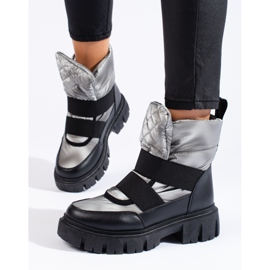 Shelovet ženske čizme za snijeg srebrno crne crna srebro 1