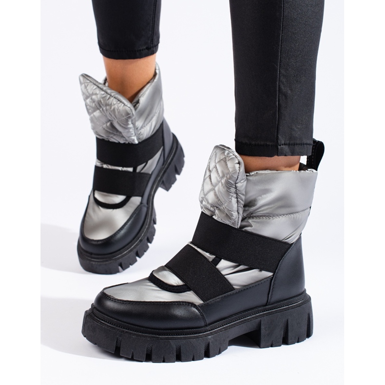 Shelovet ženske čizme za snijeg srebrno crne crna srebro 1